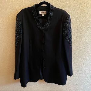 Vintage John Meyer of Norwich Navy Blue Beaded Blazer
